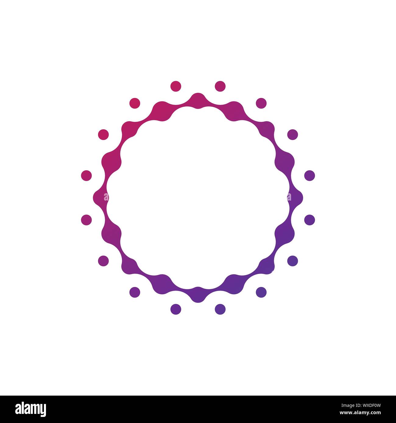 Abstract molecular circle logotype. Connected dots chemistry logo ...