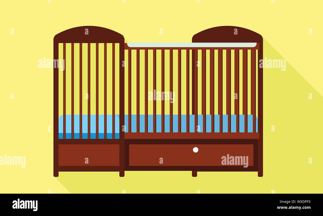 Wood Baby Crib Icon Flat Illustration Of Wood Baby Crib Vector