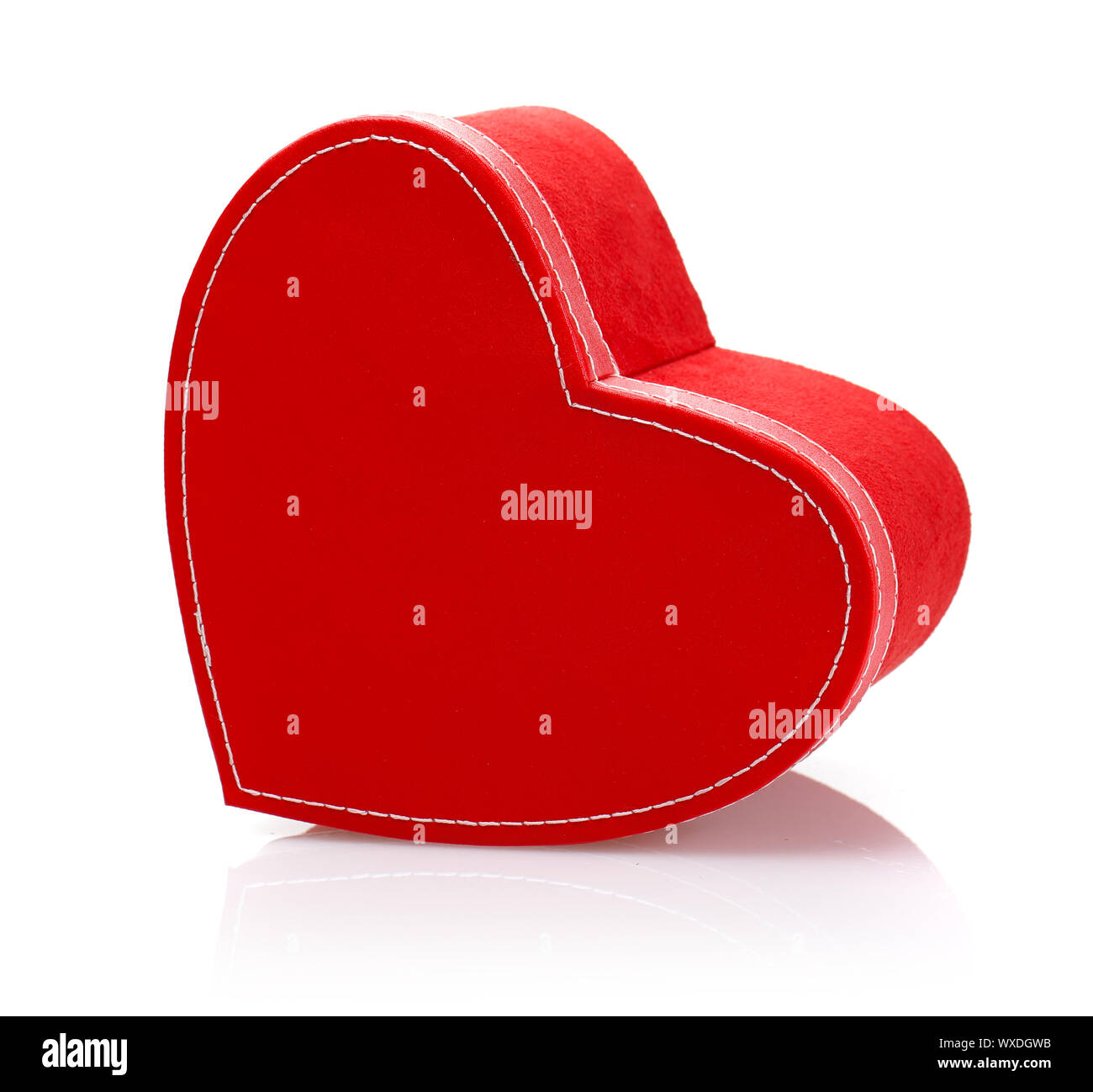 Red heart-shaped present box Stock Photo