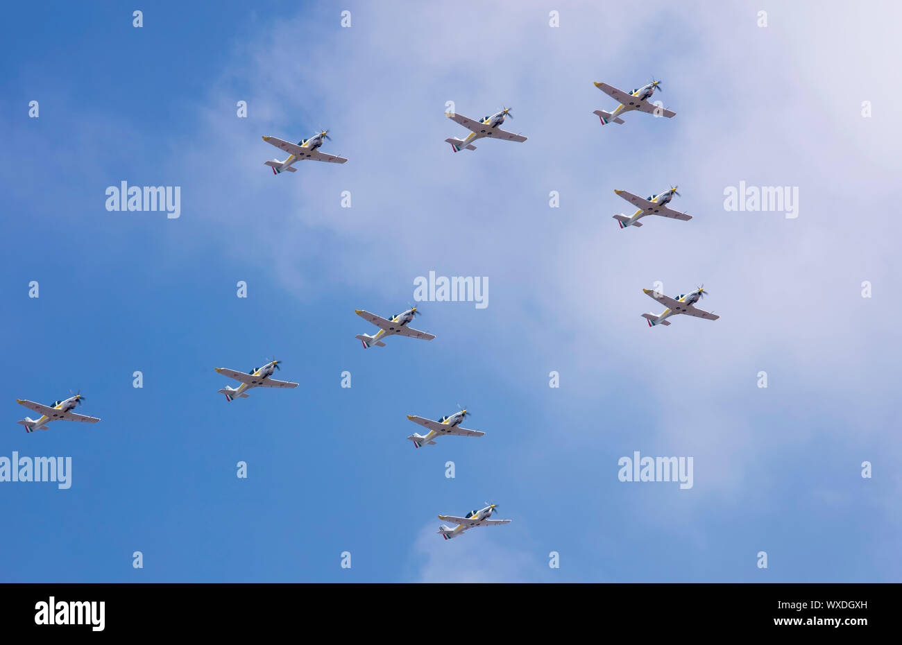 Mexican Air Force planes on flypast on Independence Day Stock Photo