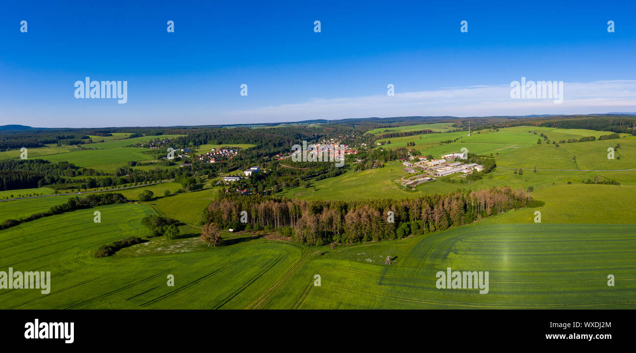 Aerial photos from the Harz mountains village of Güntersberge Stock Photo