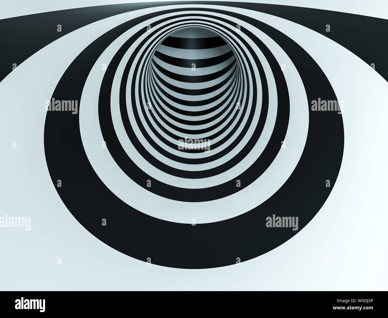 optical illusion black and white tunnel Stock Photo