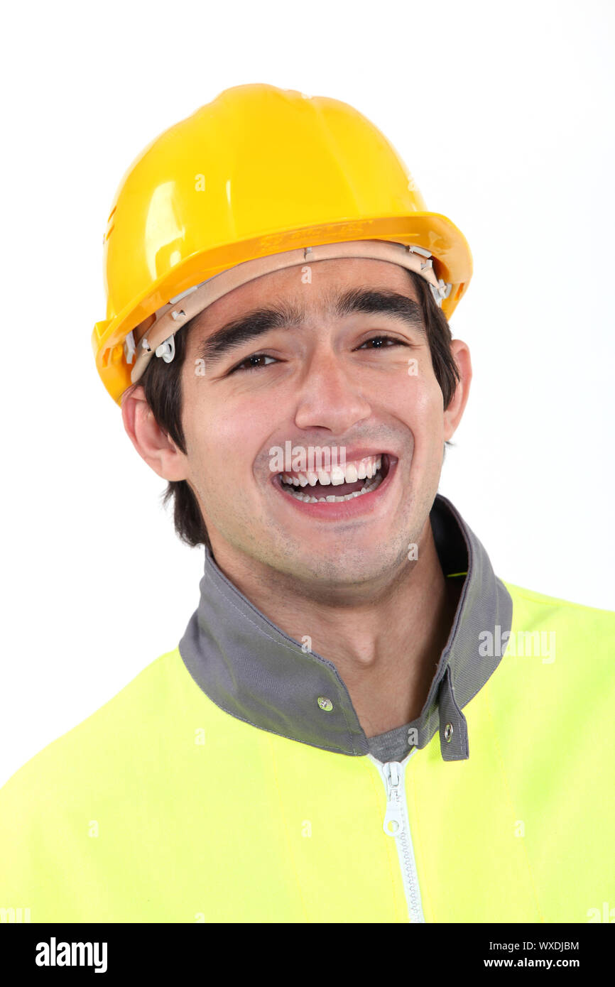 Worker wearing jacket Stock Photo