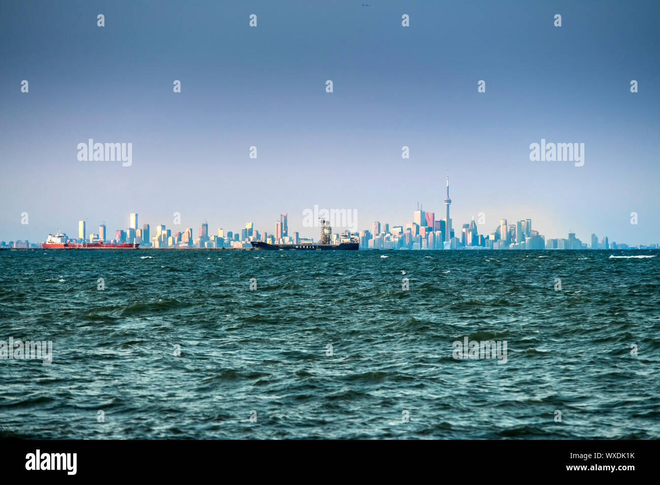 Toronto skyline seen over Lake Ontario Stock Photo - Alamy