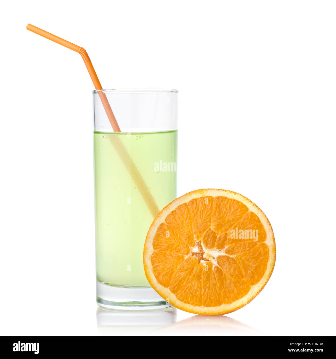 lime juice with orange isolated on white Stock Photo