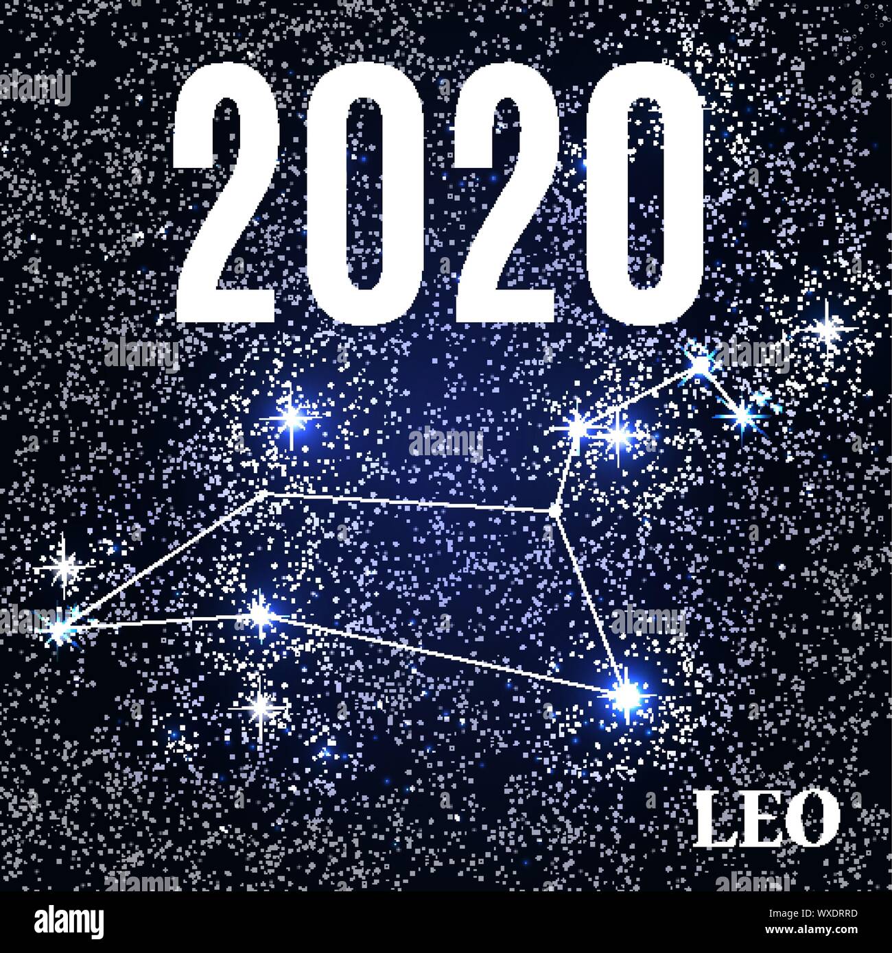 Symbol: Leo Zodiac Sign with the New Year and Christmas 2020. Vector Illustration Stock Vector