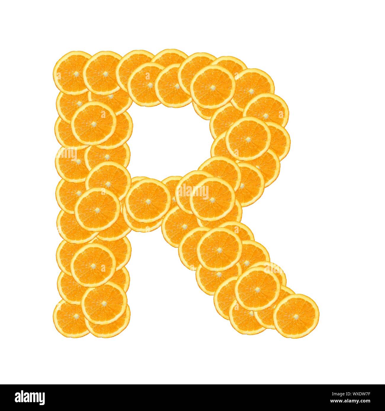 healthy orange fruit alphabet or font isolated on white background ...