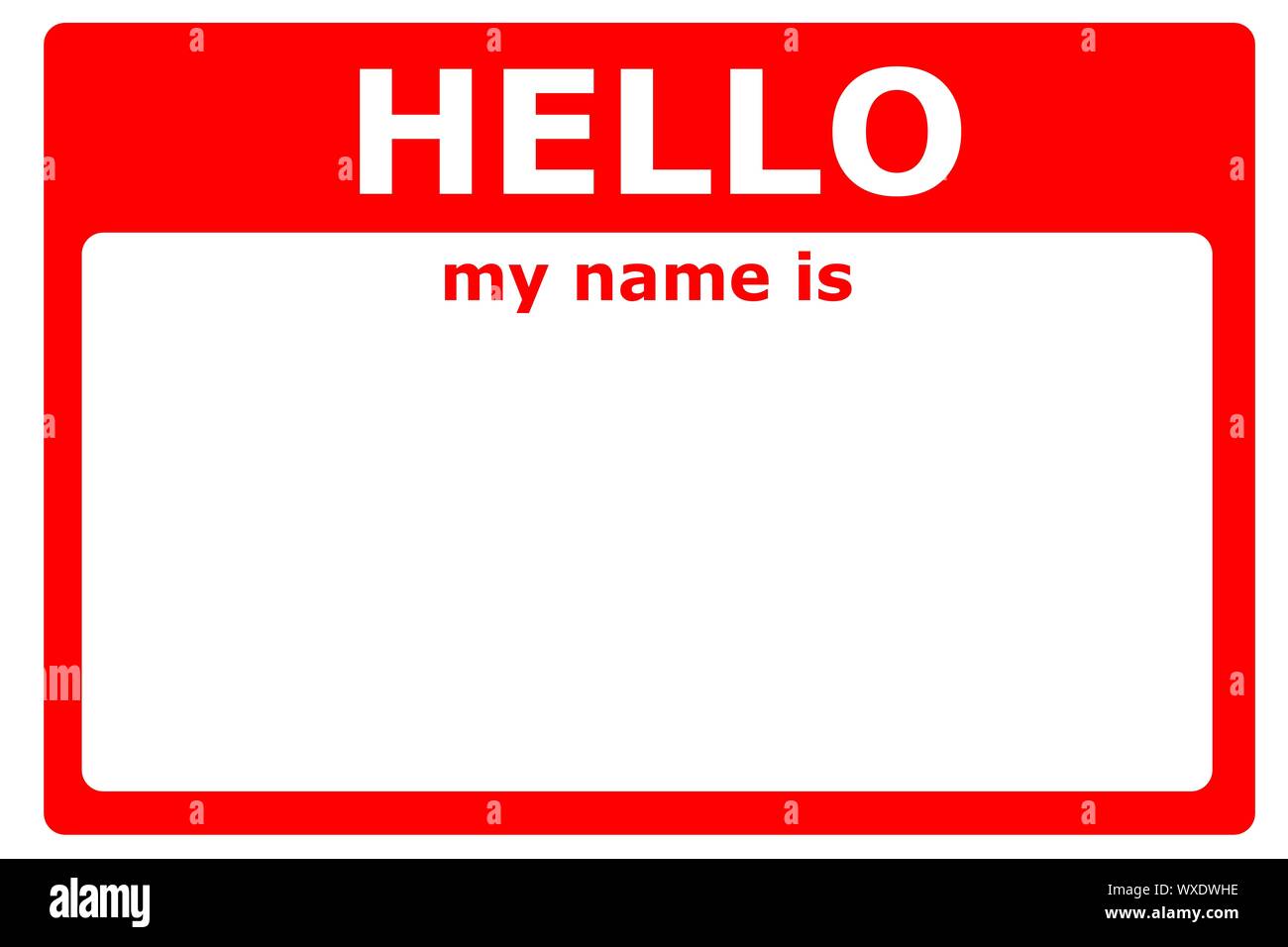 hello my name is sign with blank white copyspace for text message Stock ...