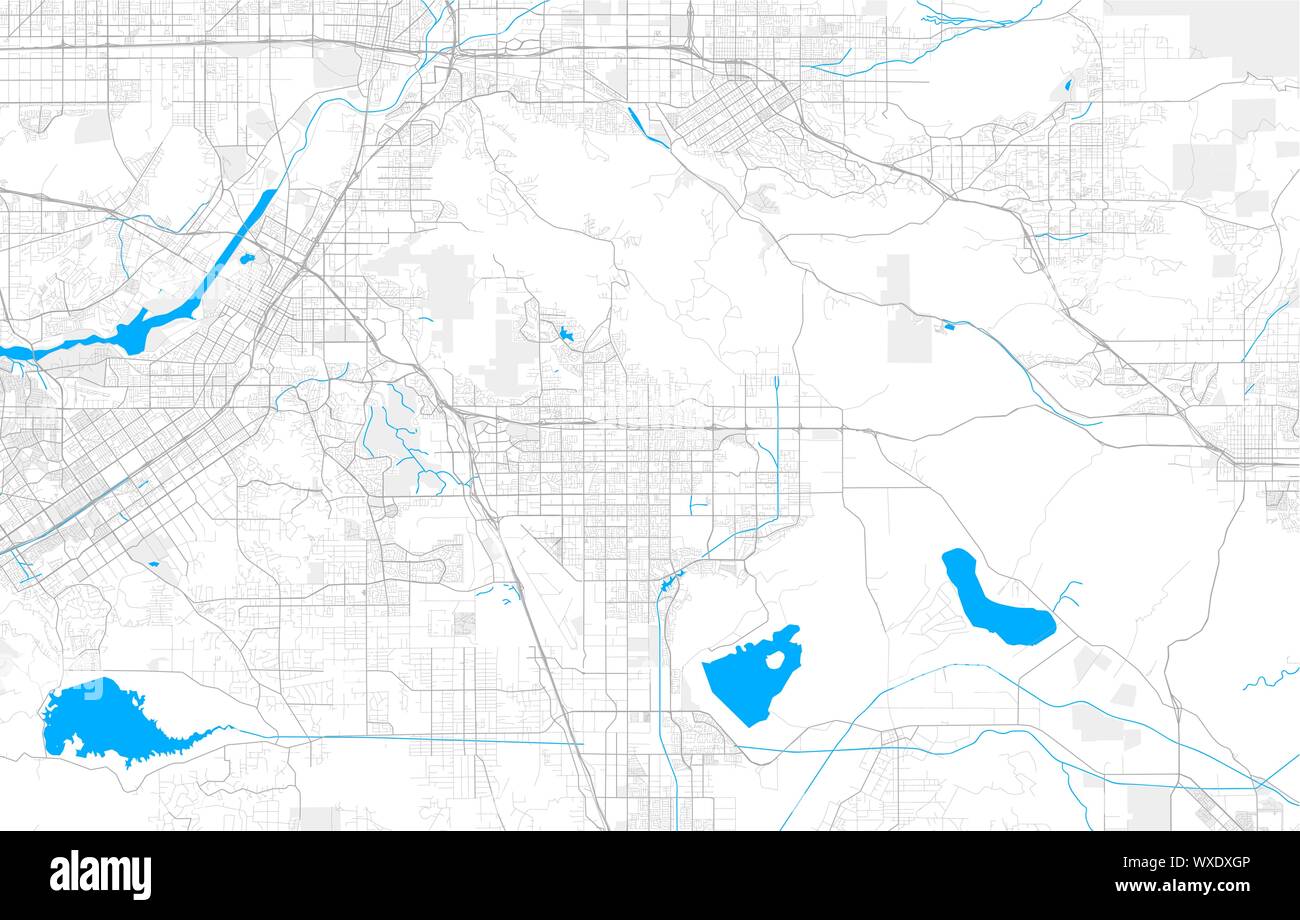 Rich detailed vector area map of Moreno Valley, California, USA. Map template for home decor