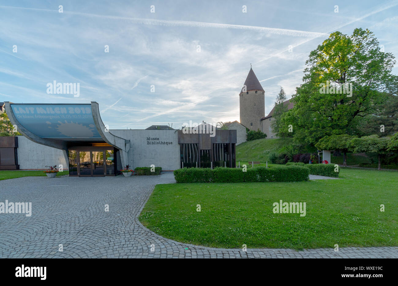 Bulle, FR / Switzerland - 1 June 2019: the historic landmark museum and library in the Swiss city of Stock Photo