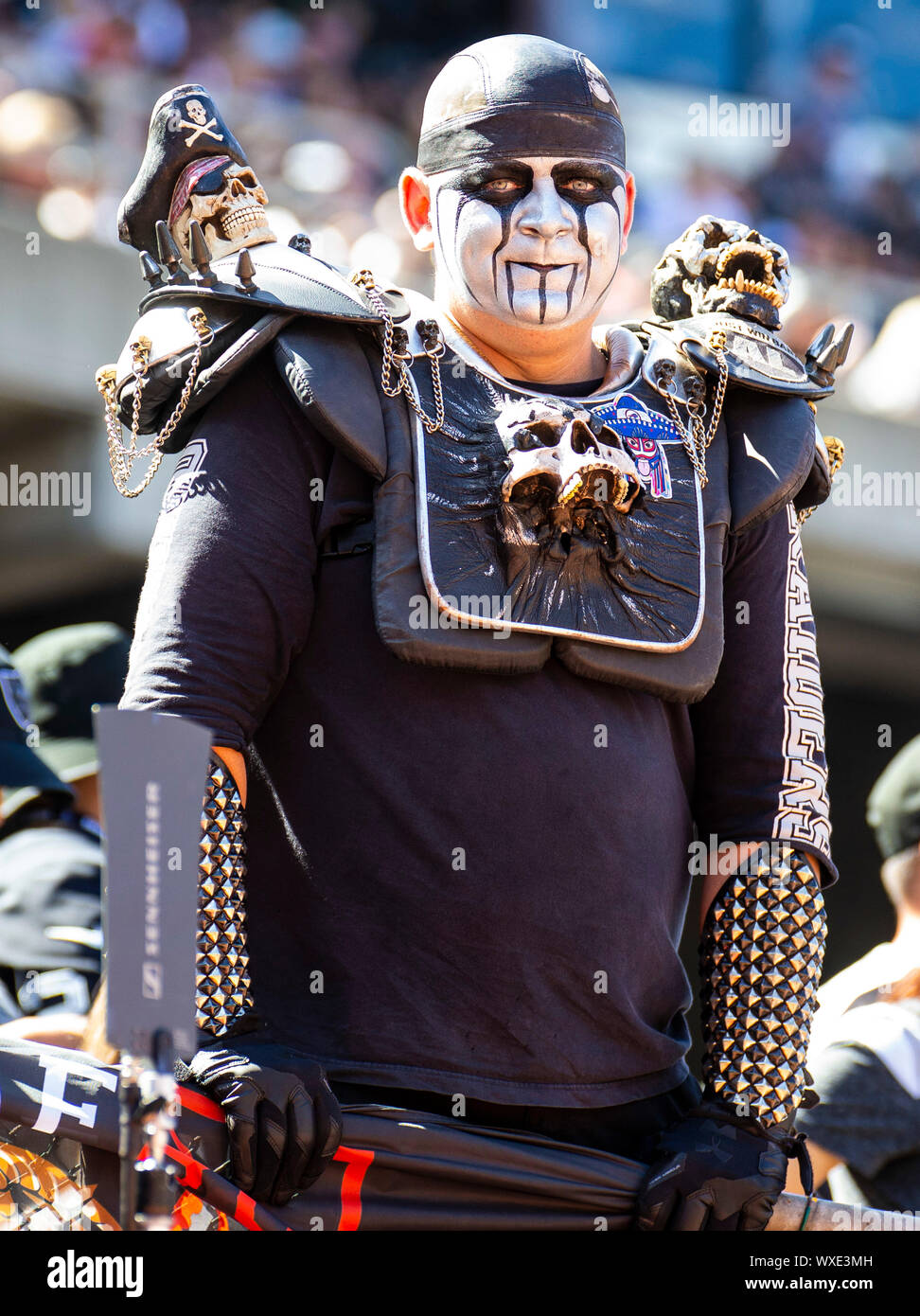 RingCentral Coliseum Oakland Calif, USA. 15th Sep, 2019. U.S.A Oakland Raiders fans during the NFL football game between Kansas City Chiefs and the Oakland Raiders 10-28 lost at RingCentral Coliseum Oakland Calif. Thurman James/CSM/Alamy Live News Stock Photo