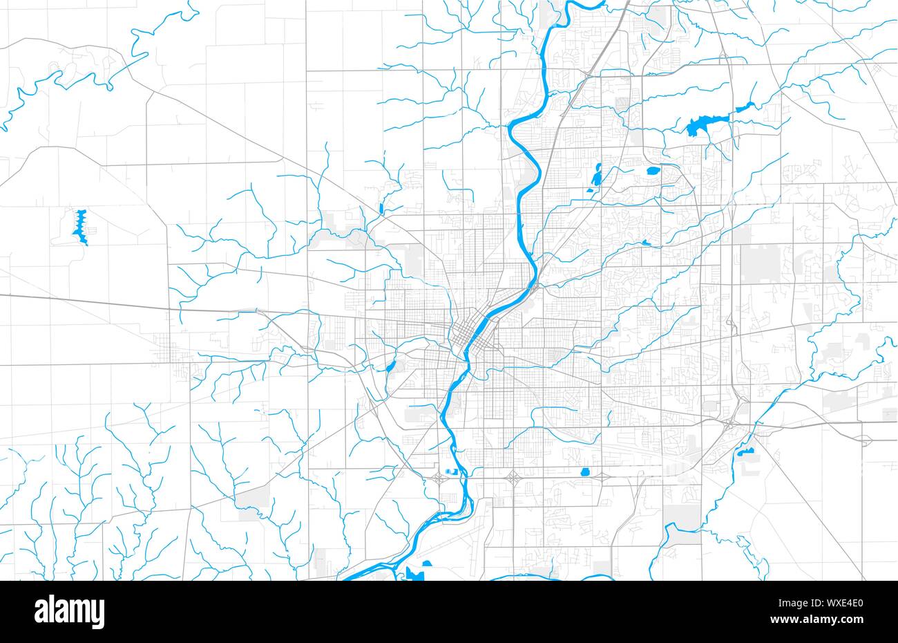 Rich detailed vector area map of Rockford, Illinois, USA. Map template for home decor. Stock Vector