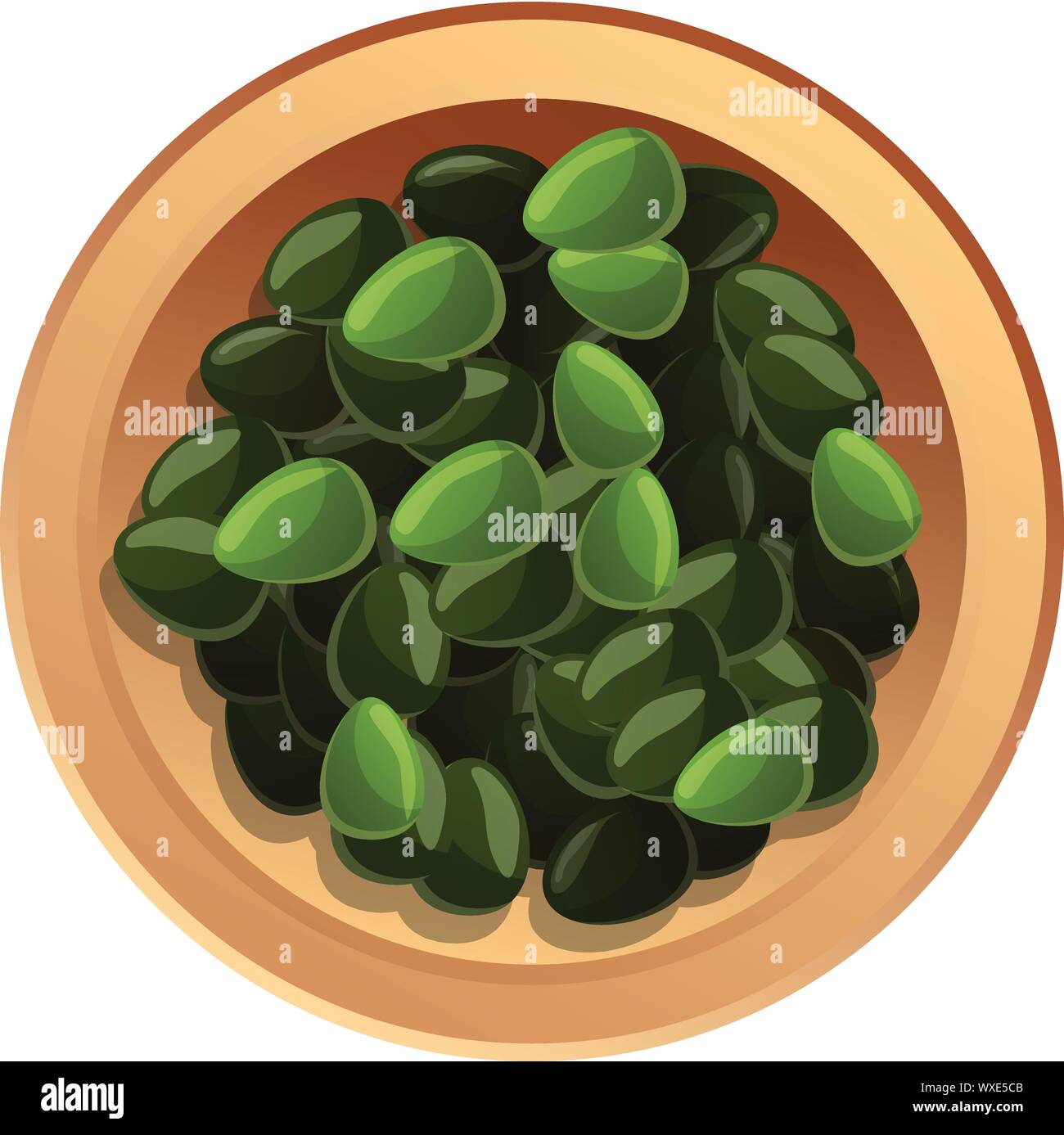 Olives in plate icon. Cartoon of olives in plate vector icon for web