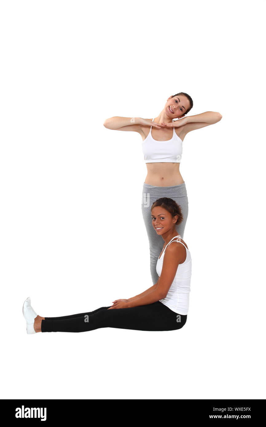 Women making forms with their bodies stock photo alamy