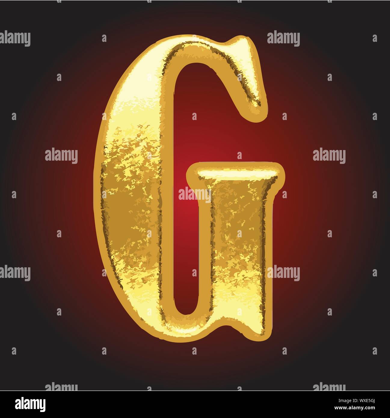 Vector golden letter on red Stock Vector