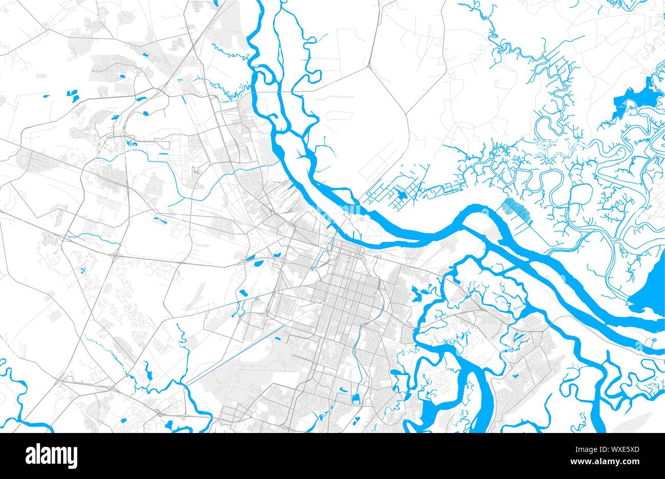 Rich Detailed Vector Area Map Of Savannah Georgia Usa Map