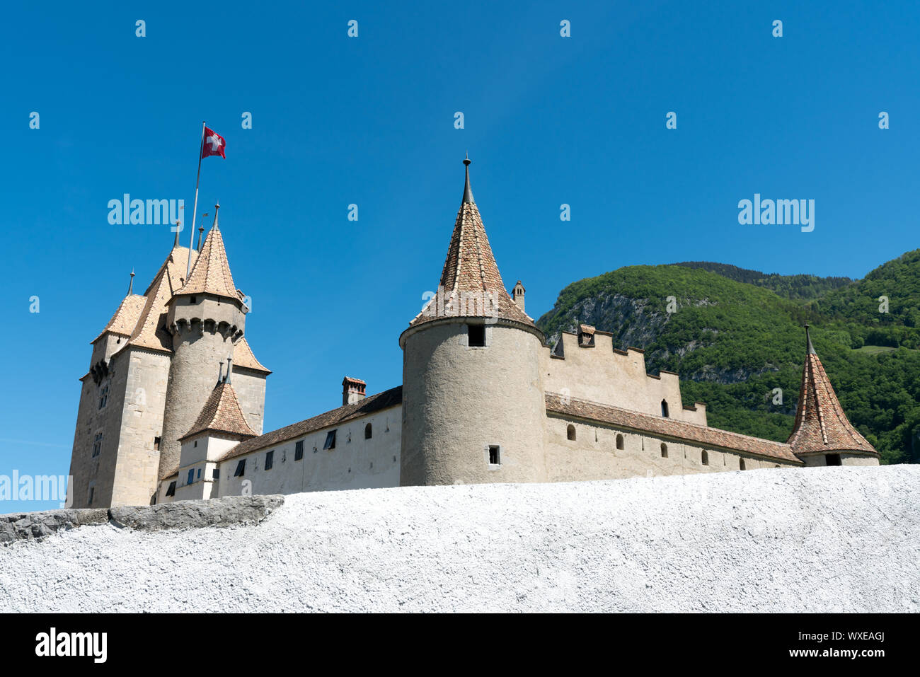 Aigle, VD / Switzerland 31 May 2019 the historic castle at Aigle in