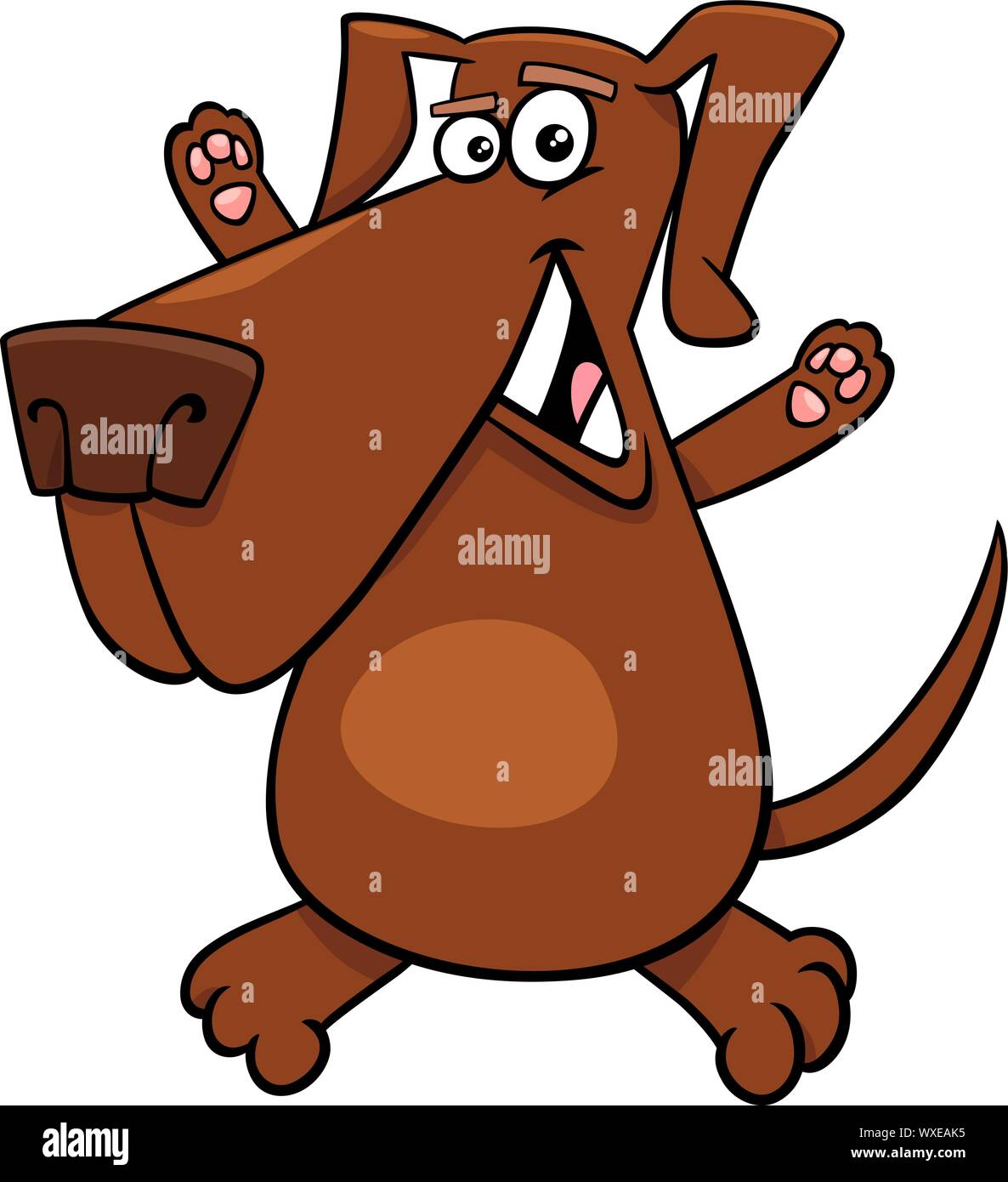 Cartoon Illustration of Happy Brown Dog Animal Character Stock Vector ...