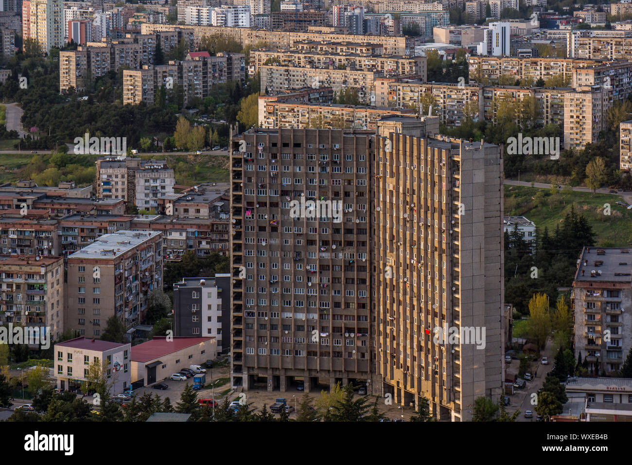 residential area with old soviet buildings in tiflis Stock Photo