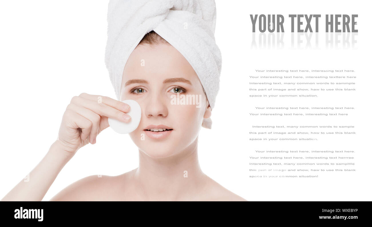 Closeup portrait of young woman with perfect health skin of face, bath