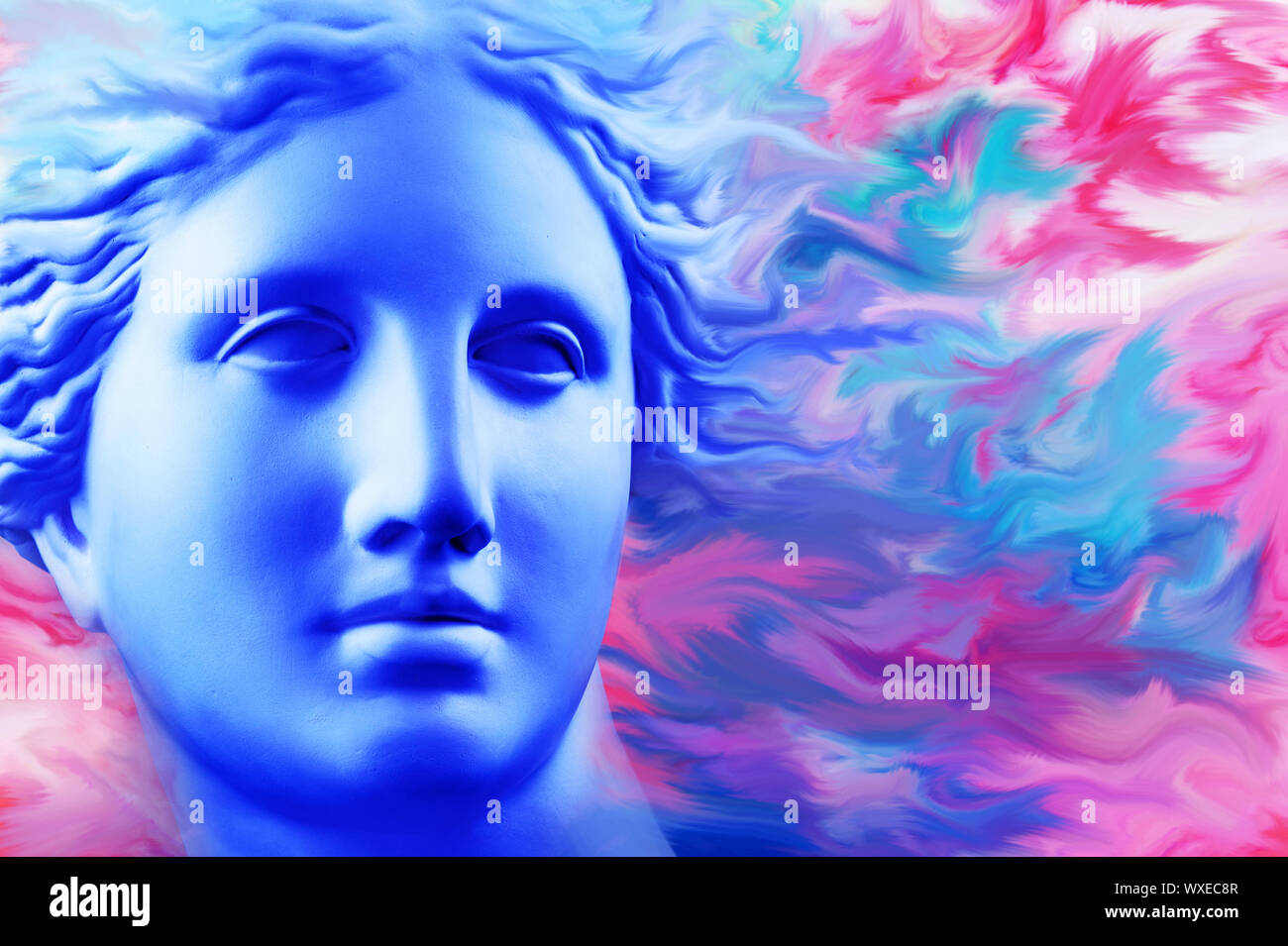 Modern conceptual art poster with ancient statue of bust of Venus