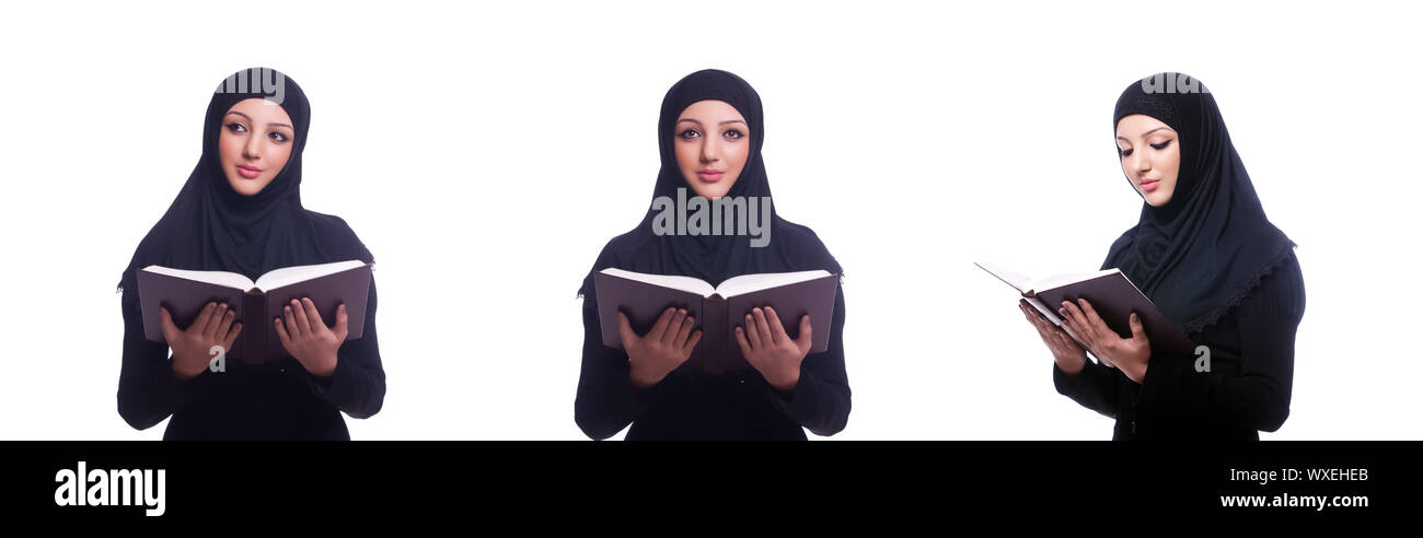 Muslim young woman wearing hijab on white Stock Photo - Alamy