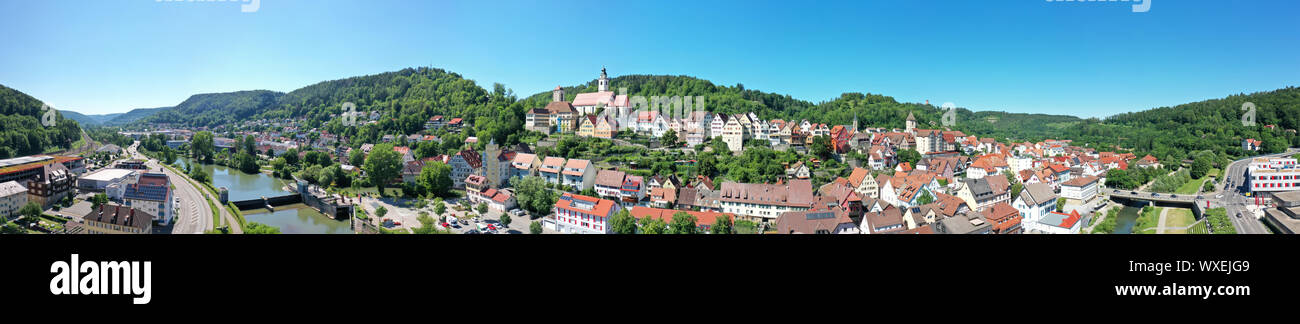 panoramic view to Horb Germany Stock Photo