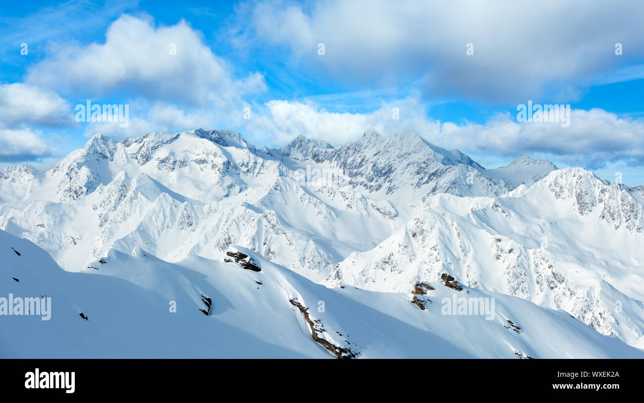 Dolomiten Alps winter panorama, Austria Stock Photo