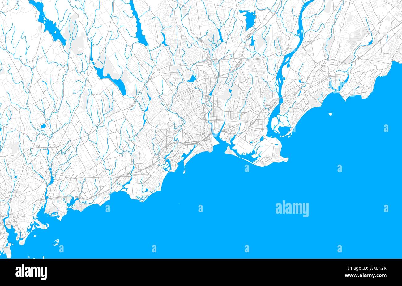 Rich detailed vector area map of Bridgeport, Connecticut, USA. Map ...