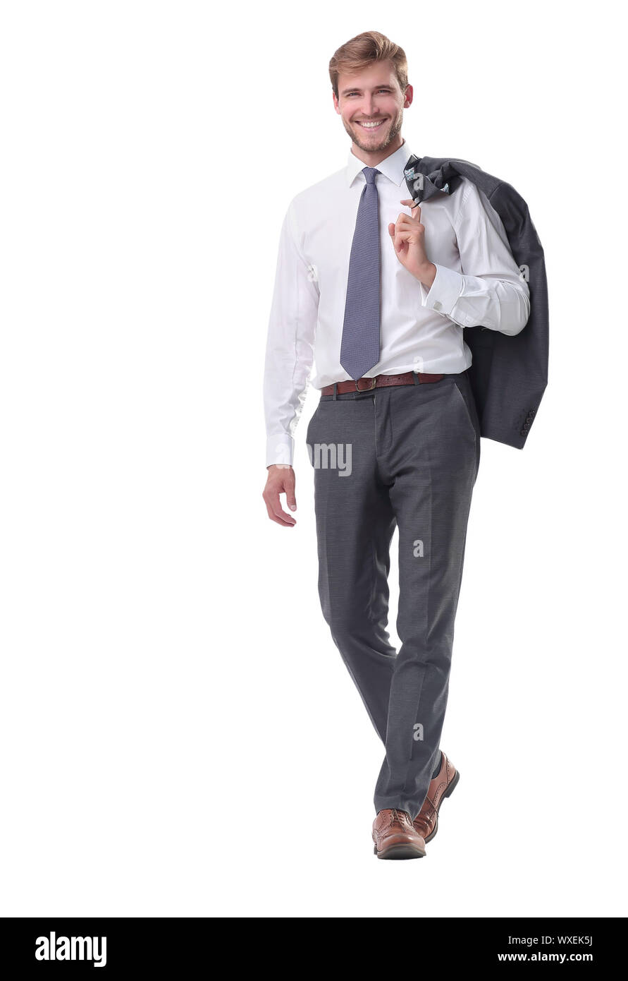 in full growth. serious businessman stepping forward Stock Photo