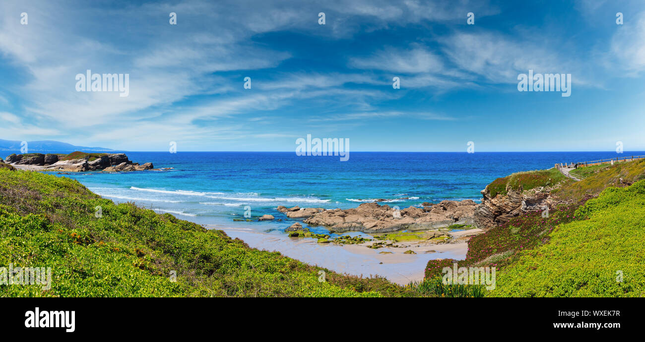 Summer blossoming Atlantic coastline, Galicia Stock Photo