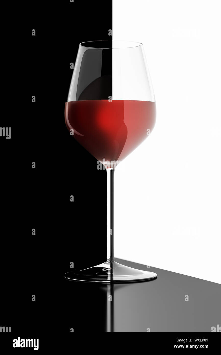 glass of red wine black and white reflections Stock Photo Alamy