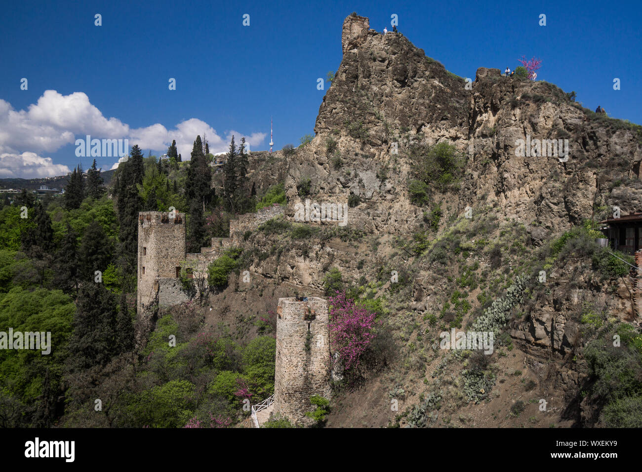 hill of nariqala castle with watch towers Stock Photo
