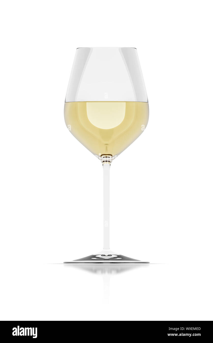 glass of white wine and white background Stock Photo