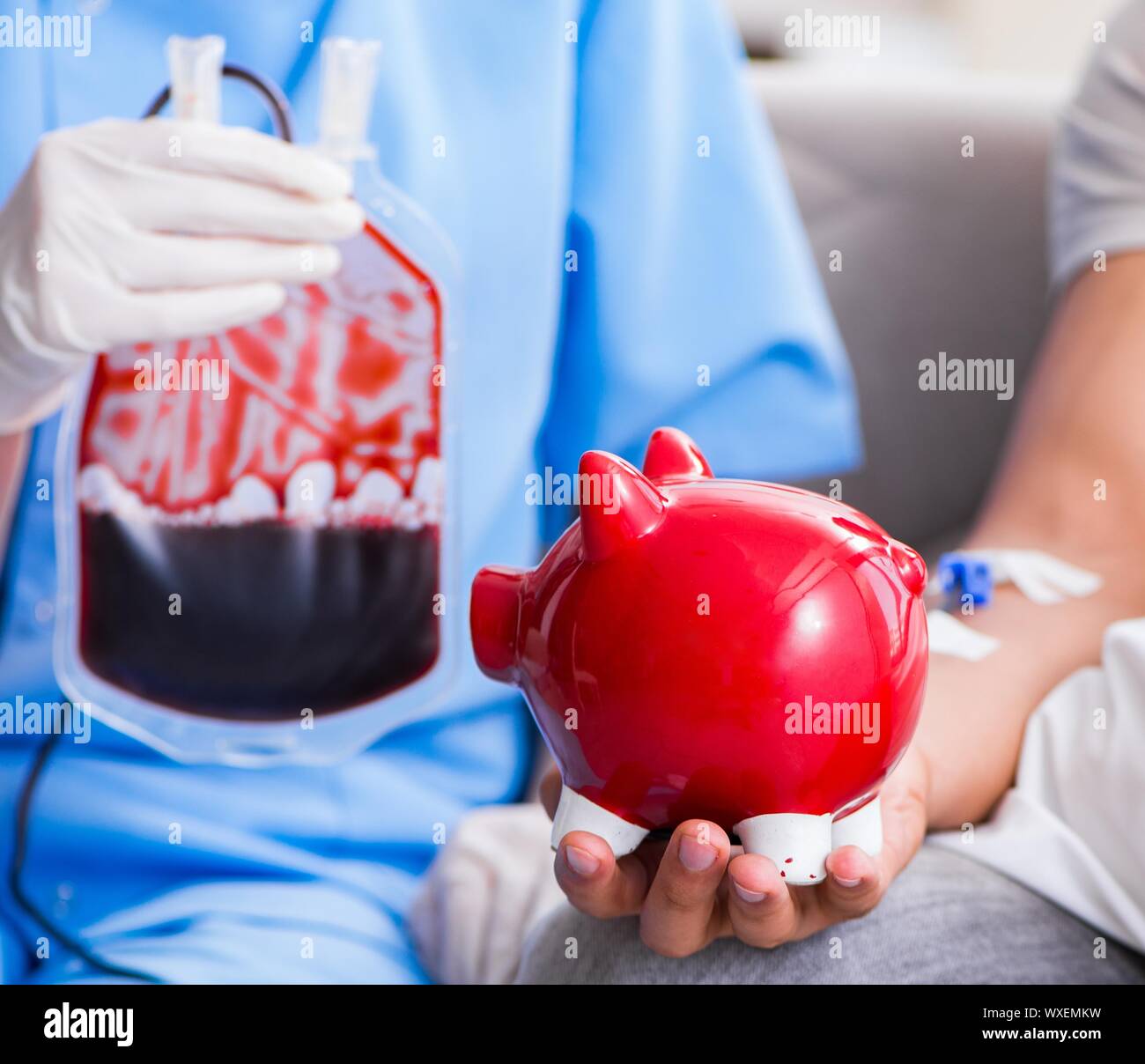 Patient getting blood transfusion in hospital clinic Stock Photo Alamy