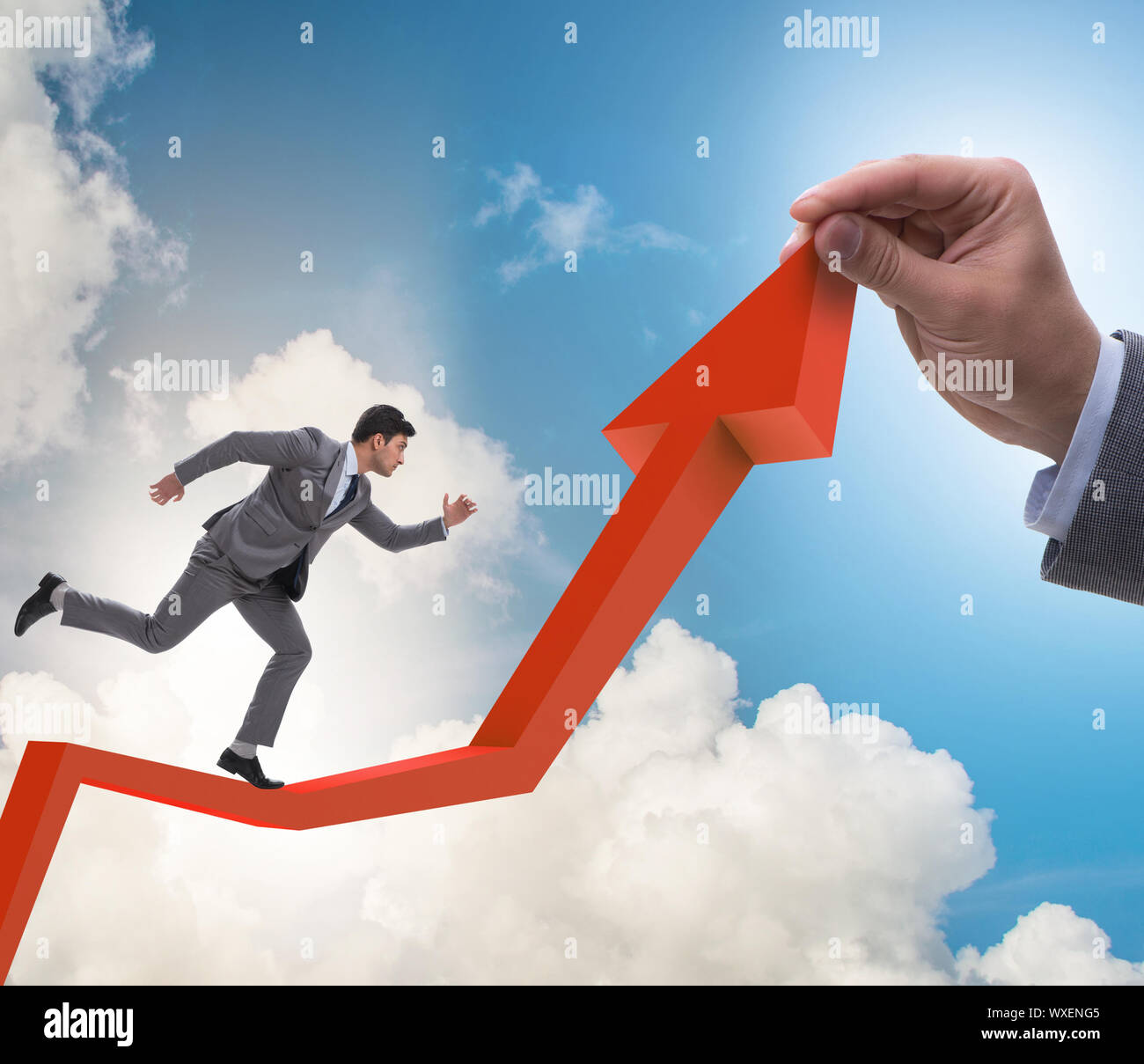Businessman supporting growtn in economy on chart graph Stock Photo