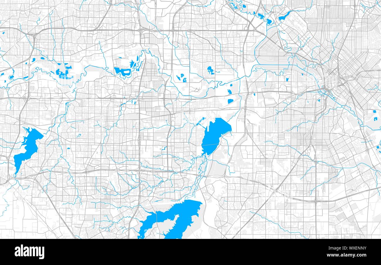 Rich detailed vector area map of Grand Prairie, Texas, USA. Map