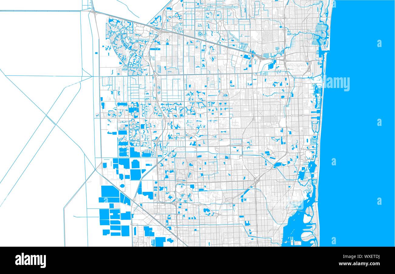 Rich detailed vector area map of Pembroke Pines, Florida, USA. Map template for home decor Stock