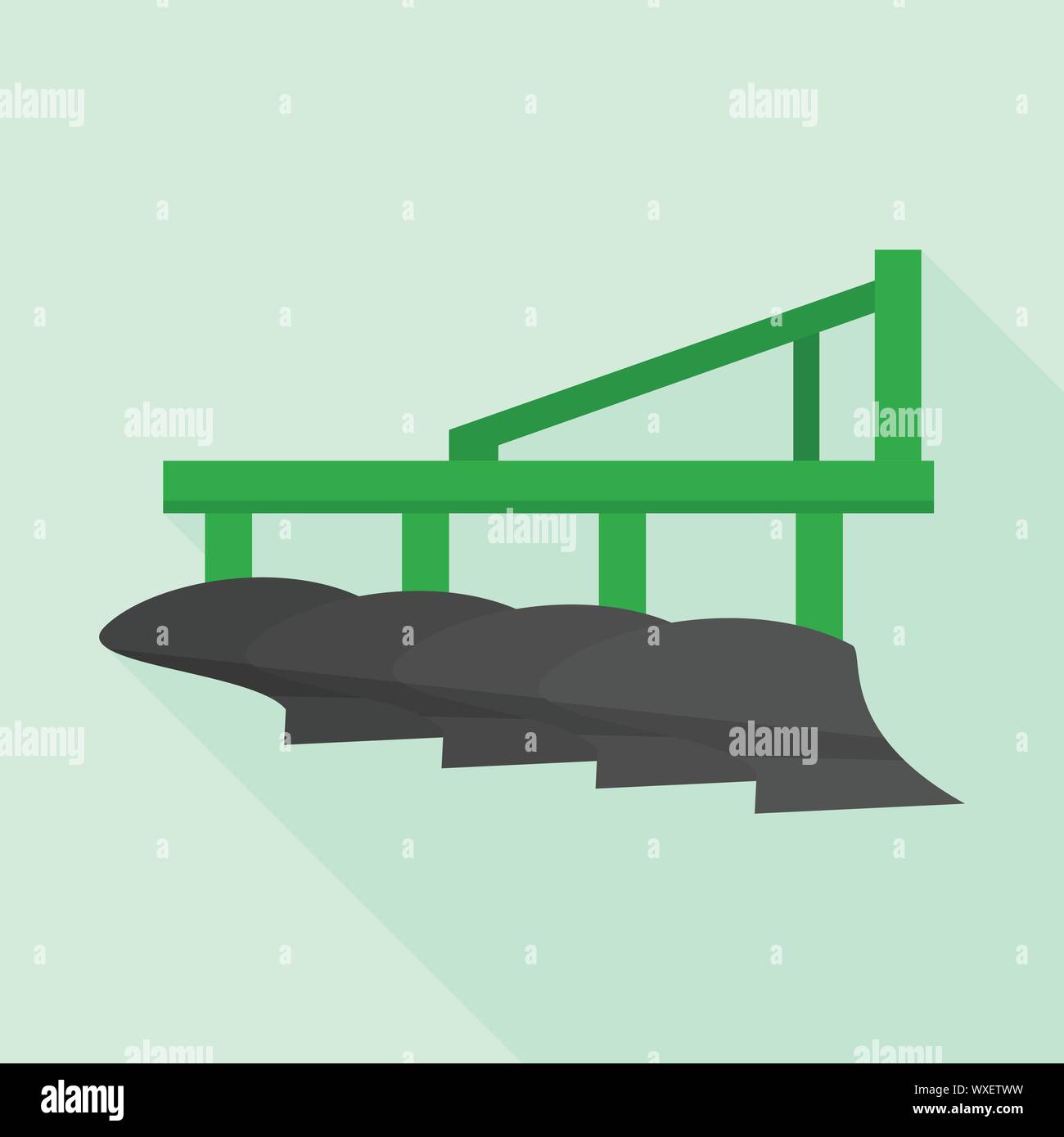 Tractor cultivator icon, flat style Stock Vector