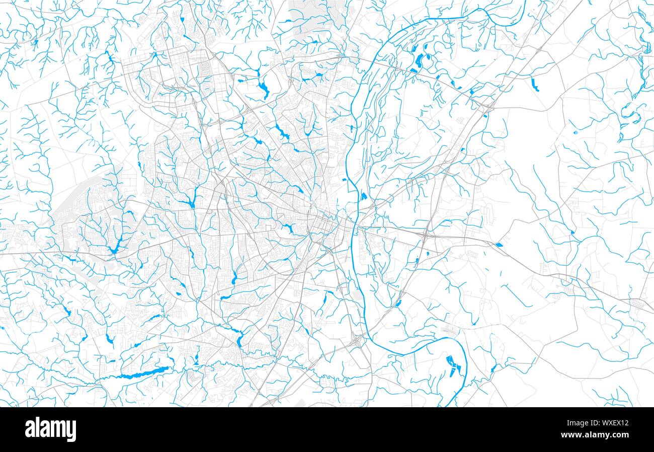 Rich detailed vector area map of Fayetteville, North Carolina, USA. Map