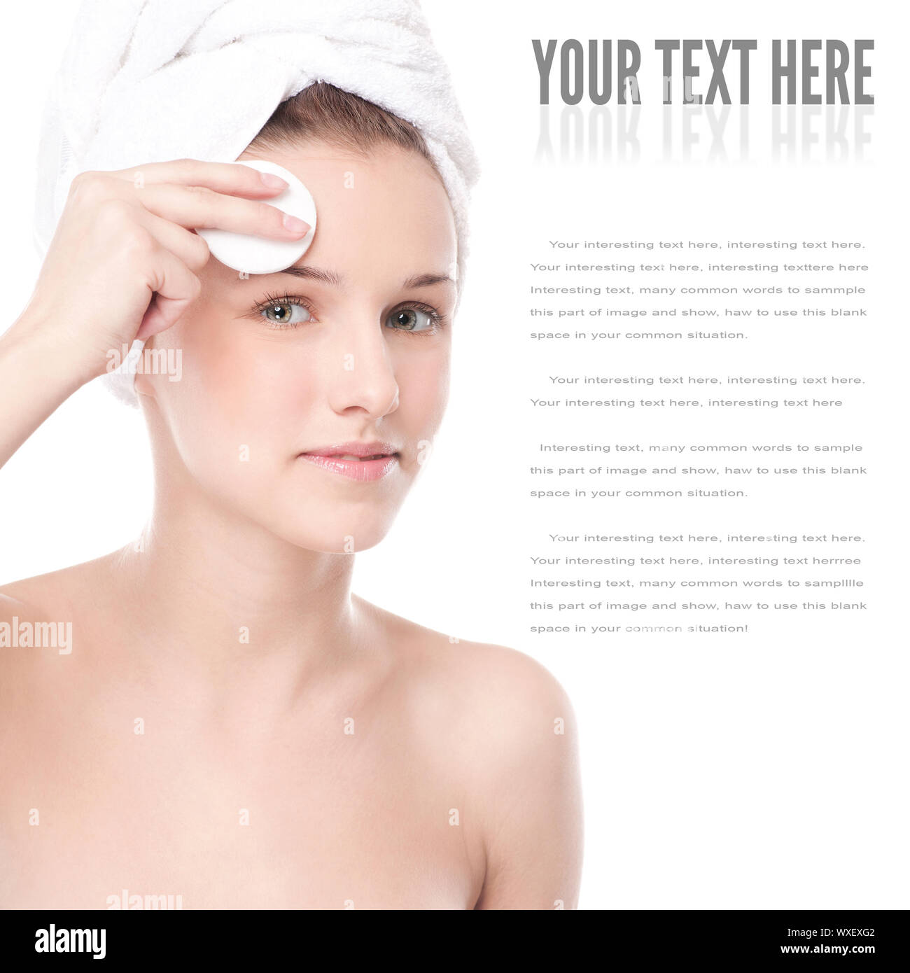 Closeup portrait of young woman with perfect health skin of face, bath