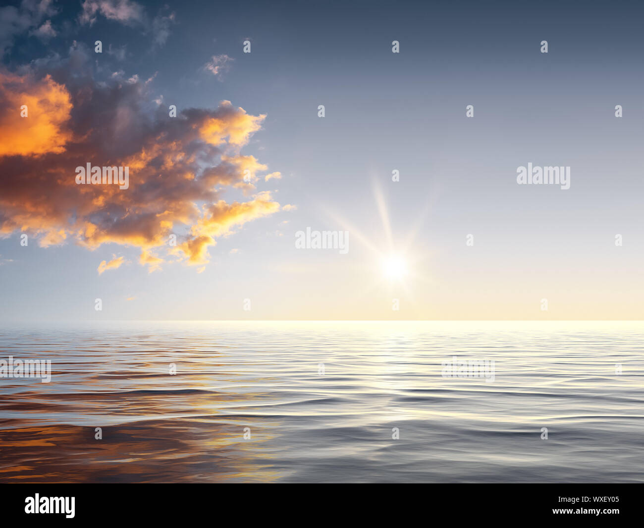 sunset sky at the ocean background Stock Photo - Alamy