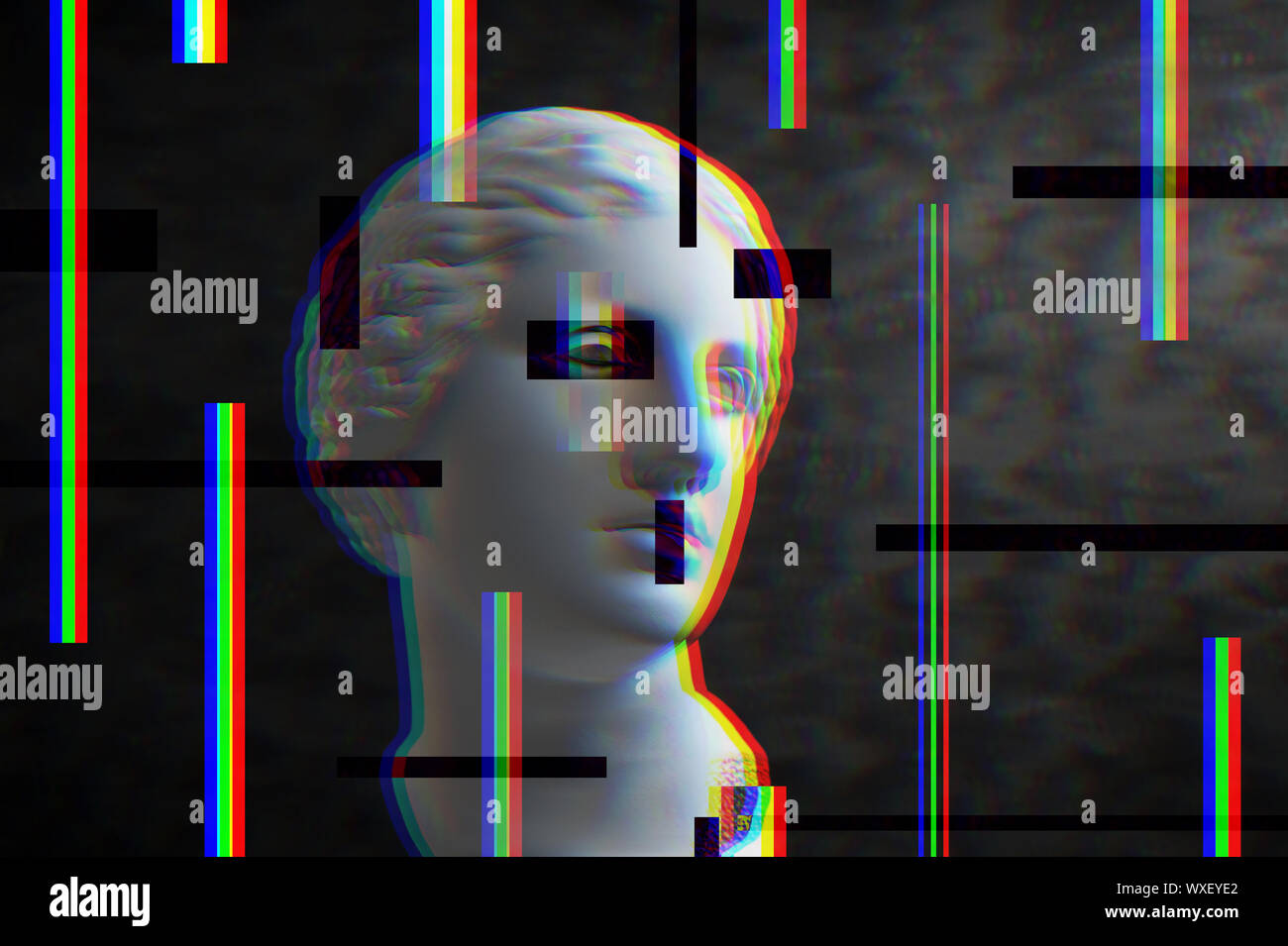 Modern conceptual art poster with ancient statue of bust of Venus