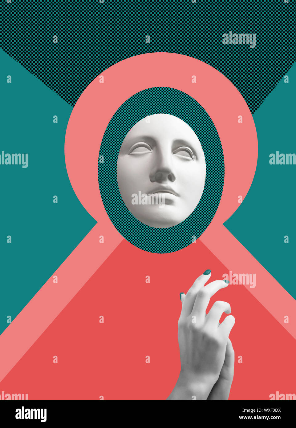 Modern conceptual art poster with ancient statue of bust of Venus