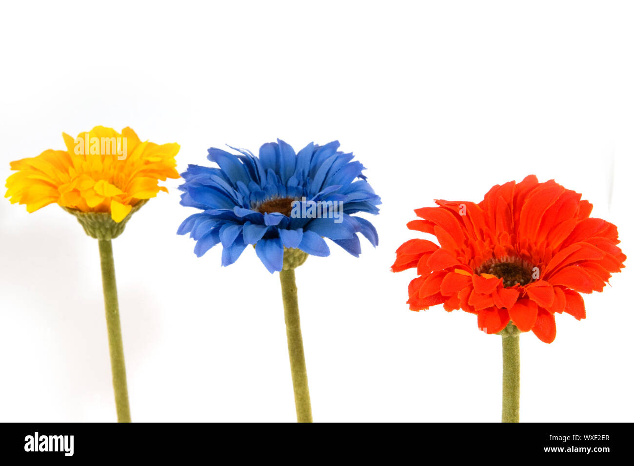Silk flowers in yellow red and blue Stock Photo - Alamy