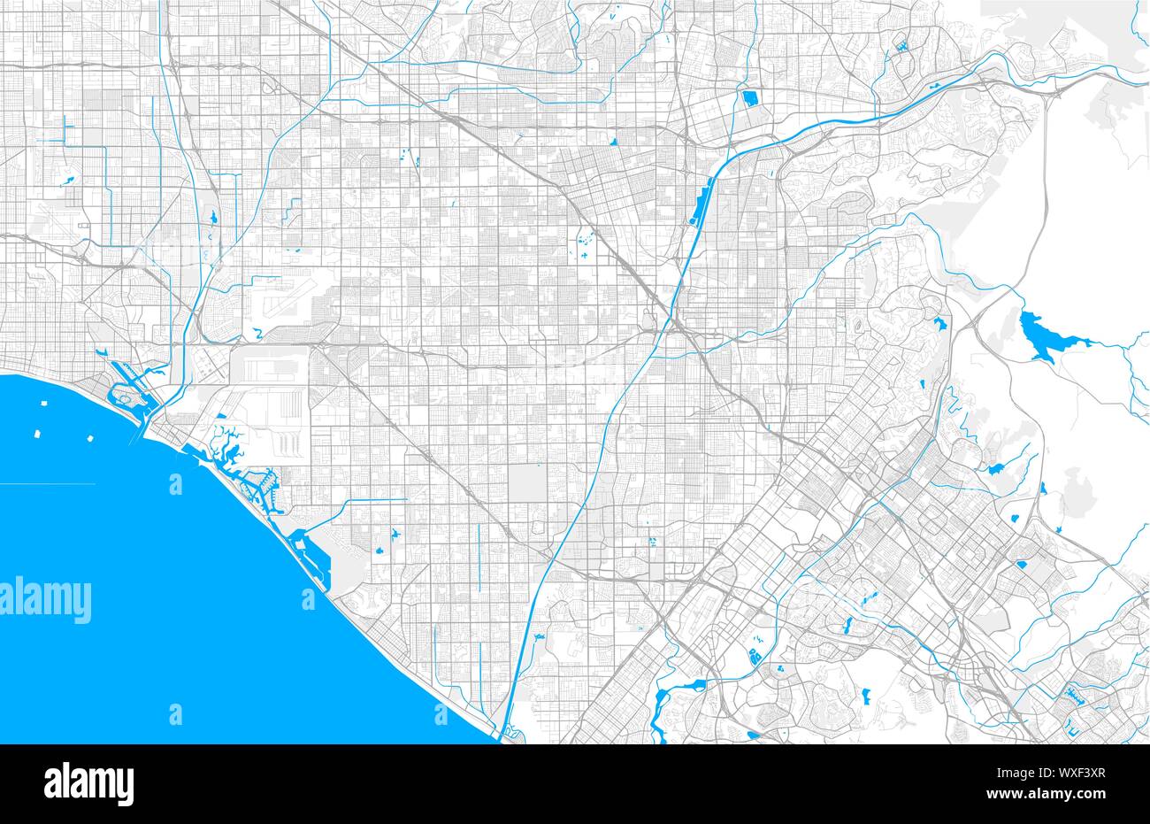 Rich detailed vector area map of Garden Grove, California, USA. Map
