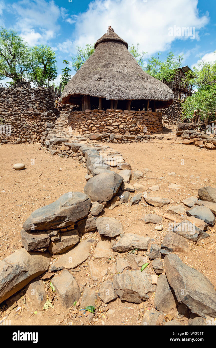 Konso tribe village in Karat Konso, Ethiopia Stock Photo