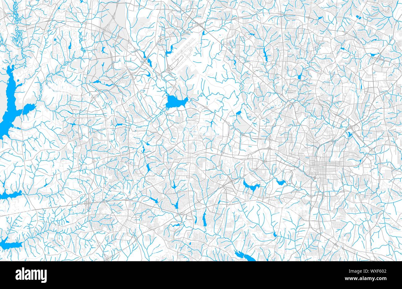 Rich detailed vector area map of Cary, North Carolina, USA. Map