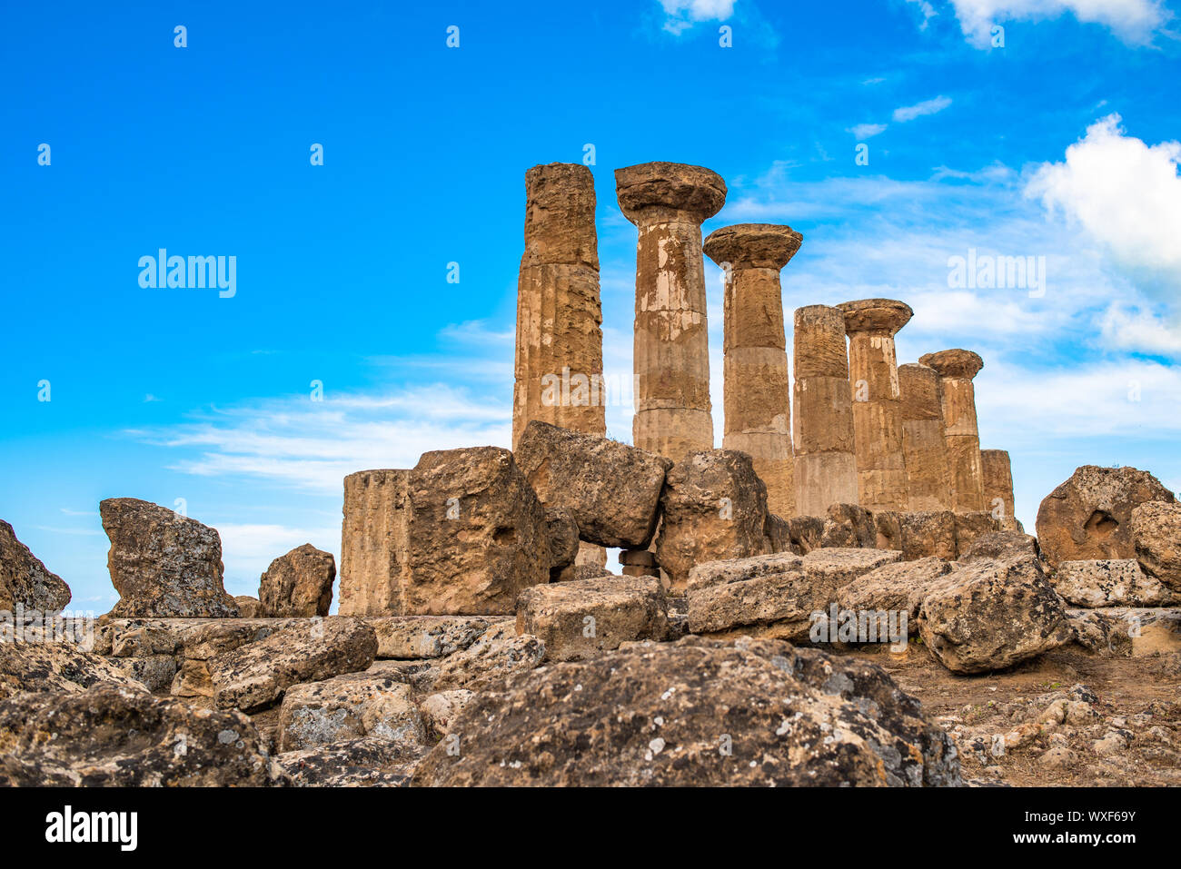 Temple of Heracles in the Valley of the Temples, Agrigento, Sicily, Italy Stock Photo