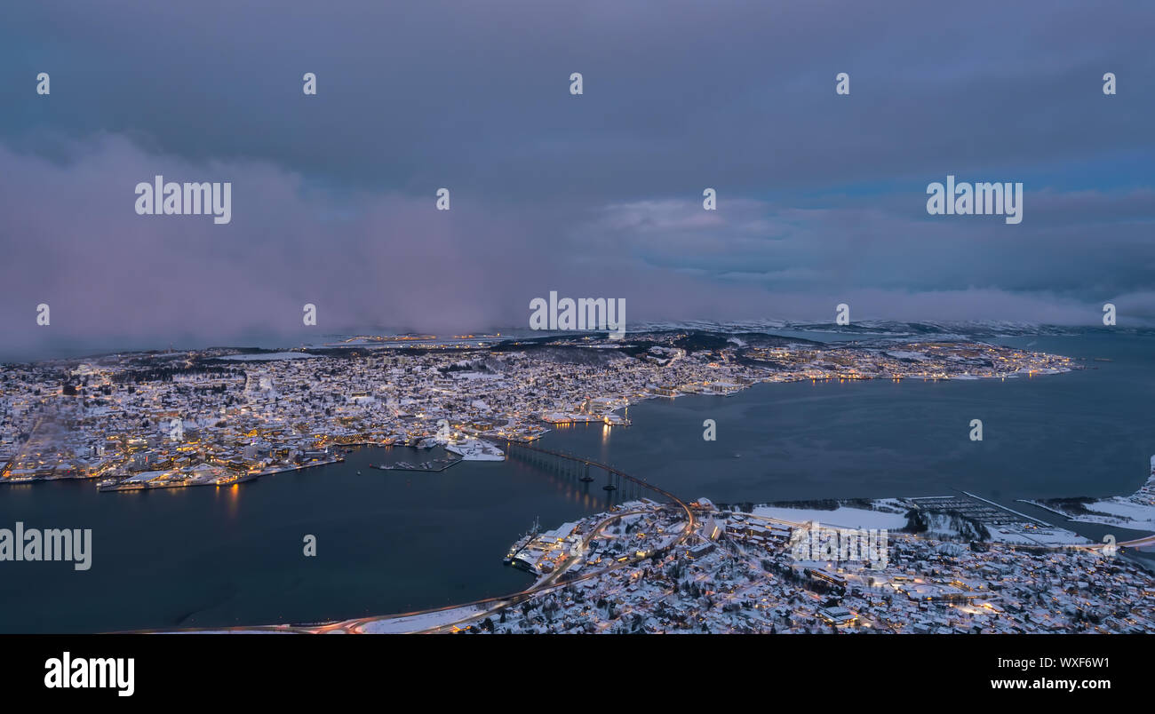 Tromso town in winter Stock Photo